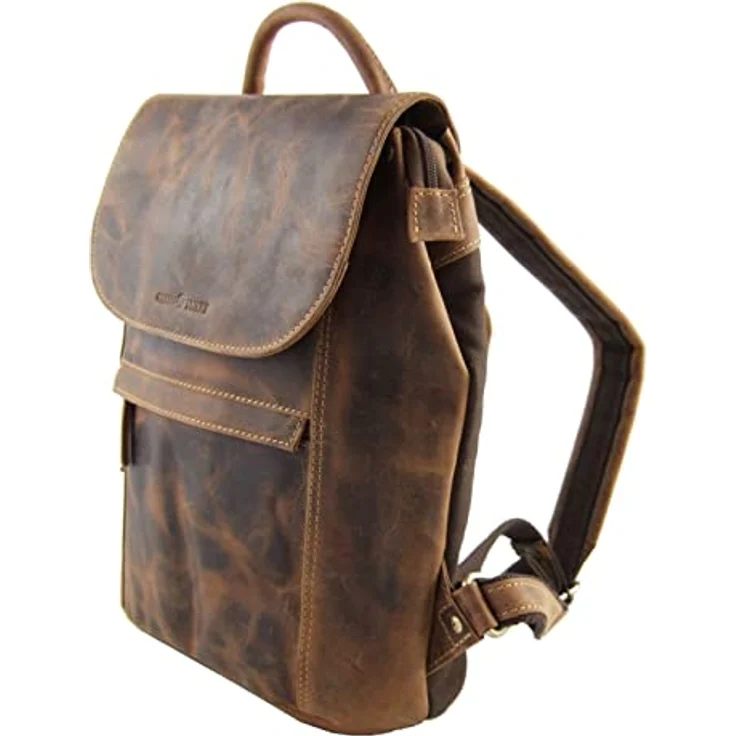 Greenburry Vintage City Rucksack, Leder 35 cm, braun, 100% Leder, 28 cm x 9 cm x 35 cm – Bild 1