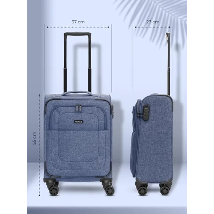 REDOLZ Cabin Weichschalen Kabinen-Koffer | Leichter Trolley mit 4 Doppelrollen für Damen & Herren 37 x 23 x 55 cm (Essentials 12) – Bild 2