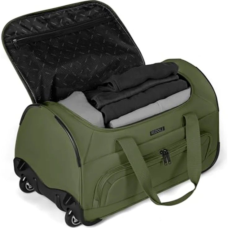 Redolz Duffle Essentials 2-Rollen Reisetasche, 28 cm, 39 l, grün, mit arretierbarem Griff und äußeren Taschen – Bild 2
