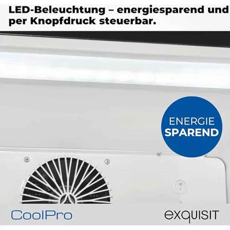Exquisit GKS5220-GT-431D, Glastürkühlschrank mit 240l Volumen, 153 cm Höhe, Umluft, 4 verstellbare Ablagen, LED-Beleuchtung, schwarz – Bild 5