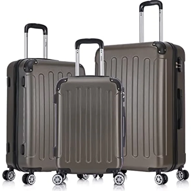 Flexot® F-2045 Koffer, Hartschale (3tlg. Set, Bronze-Gold) mit Zwillingsrollen für Vielflieger