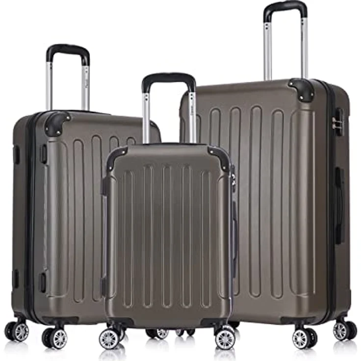 Flexot® F-2045 Koffer, Hartschale (3tlg. Set, Bronze-Gold) mit Zwillingsrollen für Vielflieger – Bild 1