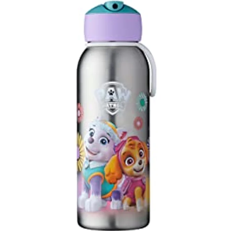 Mepal - Thermoflasche Flip-Up Campus - Isolierte Trinkflaschen für Kinder - Edelstahl Thermosflasche - 9 Stunden heiß & 12 Stunden kalt - BPA-frei - 350 ml - Paw Patrol Girls – Bild 1