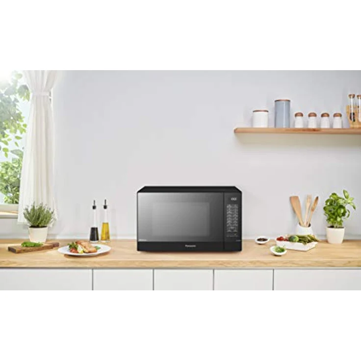 Panasonic NN-GT46KBSUG Kombi-Mikrowelle Inverter mit Grill, Standgerät, 24 Automatikprogramme, Junior Menü, Feuchtigkeitssensor, spiegelnde Oberfläche, 1000 Watt, 31 Liter Garraum, 66 Dezibel, 7 Geschwindigkeiten, Schwarz – Bild 2