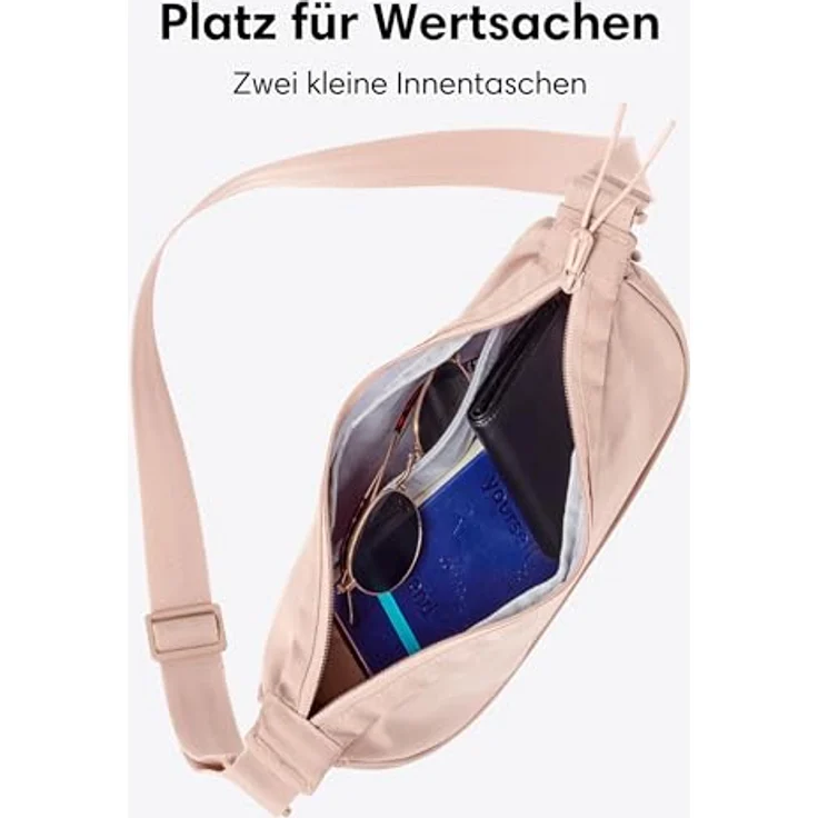 LARKSON Solveig Small Crossbody Bag, wasserabweisende Umhängetasche im Halbmond Design, rosa – Bild 5