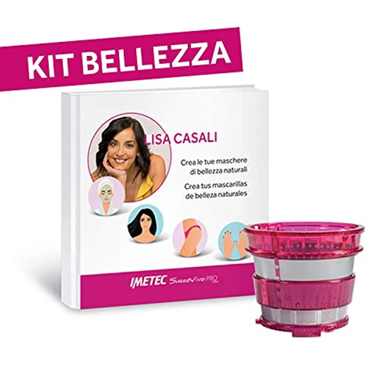Imetec Succovivo Pro 2000 Professioneller Kalt Entsafter mit langsamer Presse, 48 U-min, 2 Filter für Saft, Zubehör für Granite und Sorbetti, Set für Schönheitsmasken mit zwei Rezeptheften – Bild 6