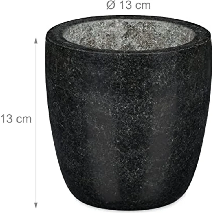 Relaxdays Granit Mörser mit Stößel, robust & langlebig, Gewürze, Kräuter, polierter Steinmörser, Ø 13 cm, 500ml, schwarz – Bild 5