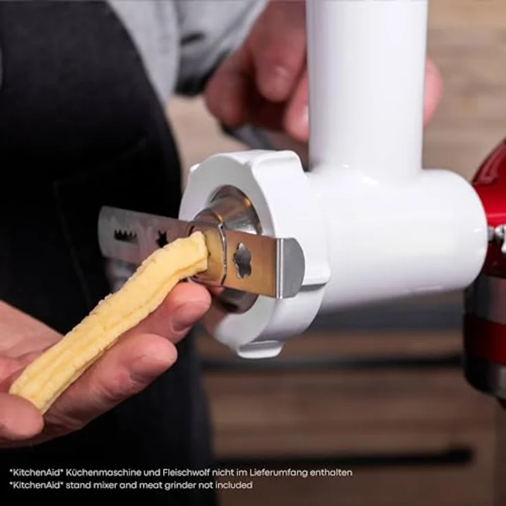 Kitty Professional Spritzgebäckvorsatz "Cookie" Größe 5, Edelstahl, kompatibel mit KitchenAid Kunststoff Fleischwolf, Spülmaschinenfest, 4 beliebte Muster – Bild 3