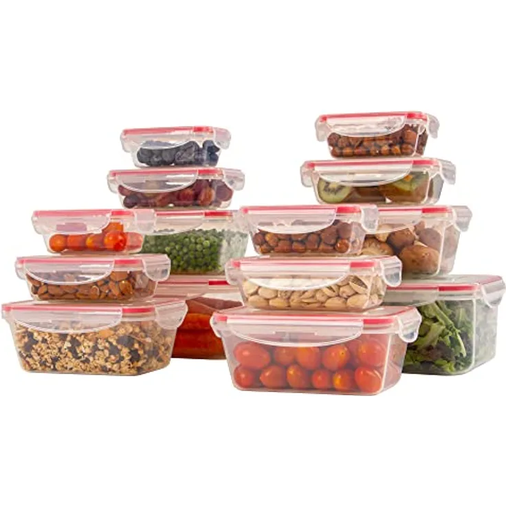 Classbach 14er-Set Kunststoff-Frischhaltedosen mit Deckel 100% dicht, Lunchbox Brotdose Meal Prep Boxen mit Deckel, Vorratsdosen geeignet f. Spülmaschine, Mikrowelle und Gefrierfach C-FHD 4009 K