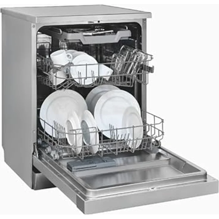 Exquisit GSP6314-030C Geschirrspüler 60 cm, Unterbaufähig, EEK C, 12 Maßgedecke, Automatische Türöffnung, 11 Liter, Silber – Bild 2