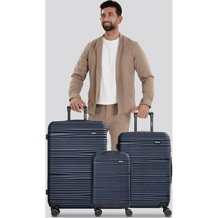 Redolz Koffer Essentials 16 3-SET 4 Rollen Kofferset 3-teilig, Blau (XL) - Stylische Reisebegleiter mit bruchsicherer Hartschale, intelligentem Innenleben und geräuscharmen Rollen – Bild 6