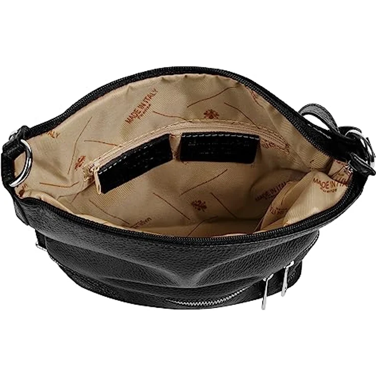 Cluty Umhängetasche, echt Leder, Made in Italy, beige Innenfarbe, quadratisches Format – Bild 6