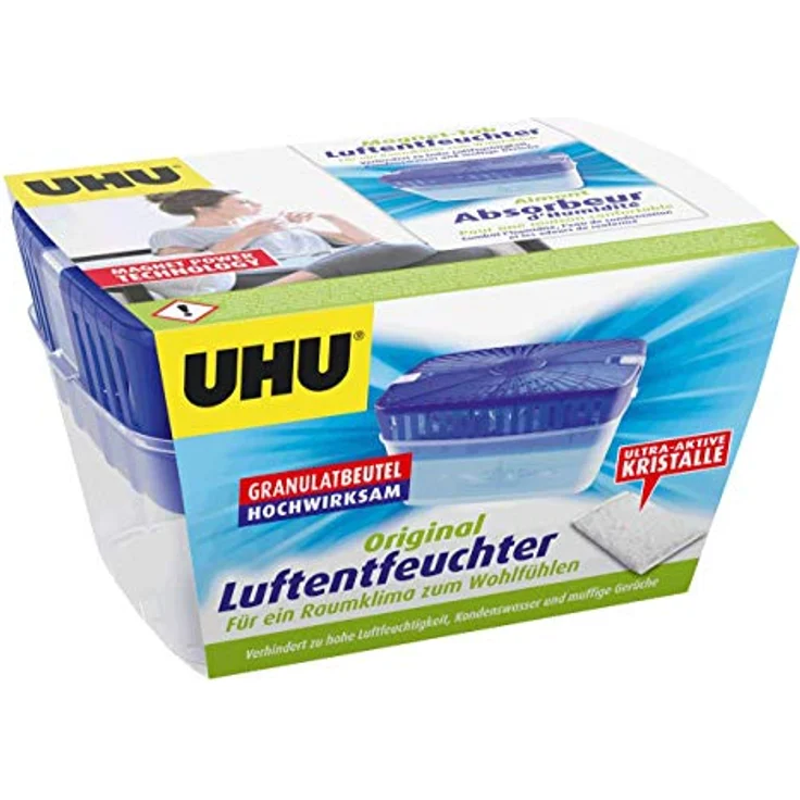 UHU Luftentfeuchter Original 1000 g, bekämpft Feuchtigkeit und Gerüche, geräusch- und geruchlos, weiß – Bild 3
