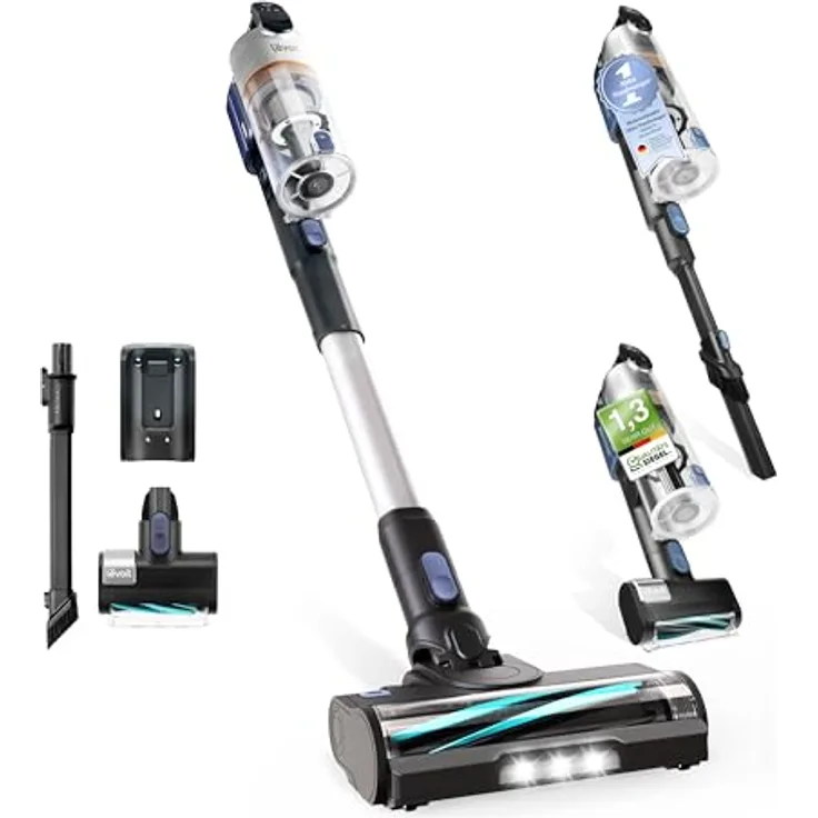 Levoit LVAC-300 Akku Staubsauger mit Mini-Motorbürste für Tierhaare, 99,99% HEPA-Effizienz, Selbstladend, Anti-Tangle, 60 Min Laufzeit, Kabellos für Haustiere, Auto, Teppiche, Hartböden