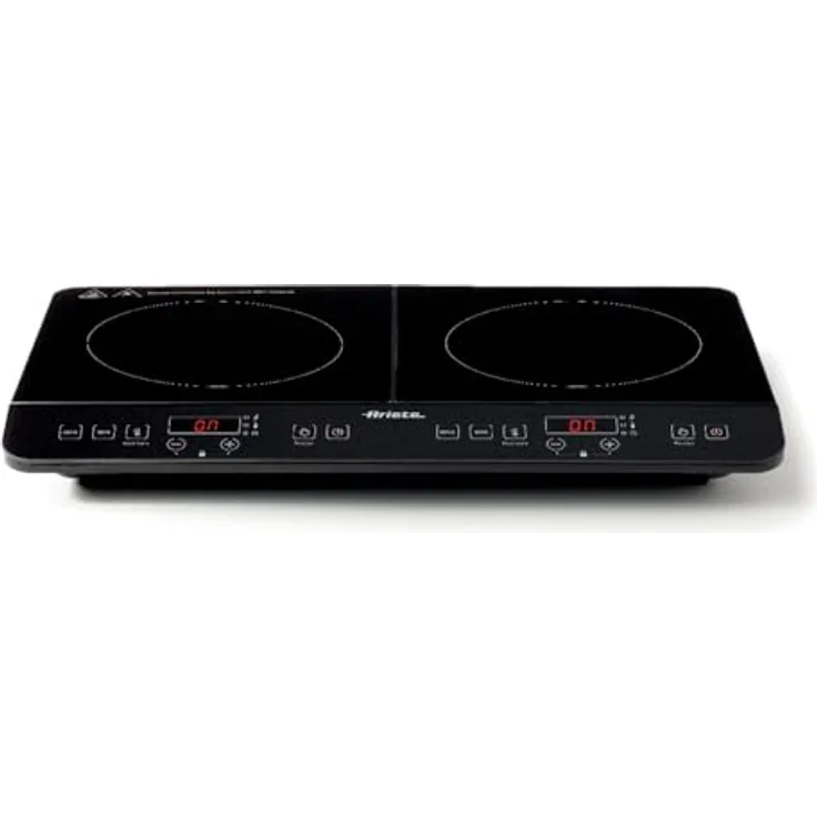 Ariete 1998 Tragbare Doppel-Induktionsplatte, Glaskeramik, 2000 W + 1500 W, 10+8 Leistungsstufen, Timer bis zu 4 Stunden, Kindersicherung, Schwarz