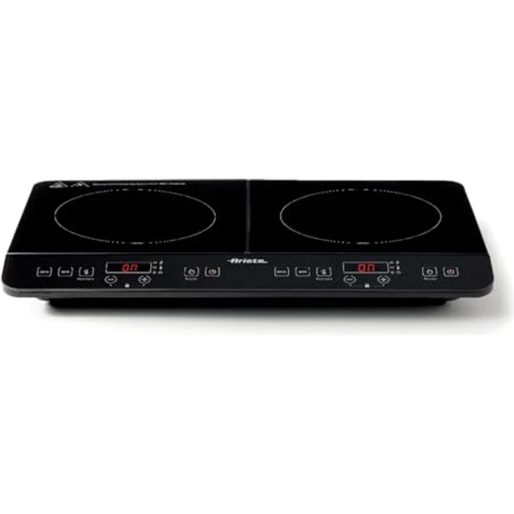 Ariete 1998 Tragbare Doppel-Induktionsplatte, Glaskeramik, 2000 W + 1500 W, 10+8 Leistungsstufen, Timer bis zu 4 Stunden, Kindersicherung, Schwarz – Bild 1