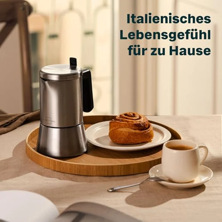 SILBERTHAL Espressokocher 0.2l, Edelstahl Kaffeekanne mit italienischem Sicherheitsventil und Reduktionsscheibe, für alle Herdarten geeignet – Bild 2