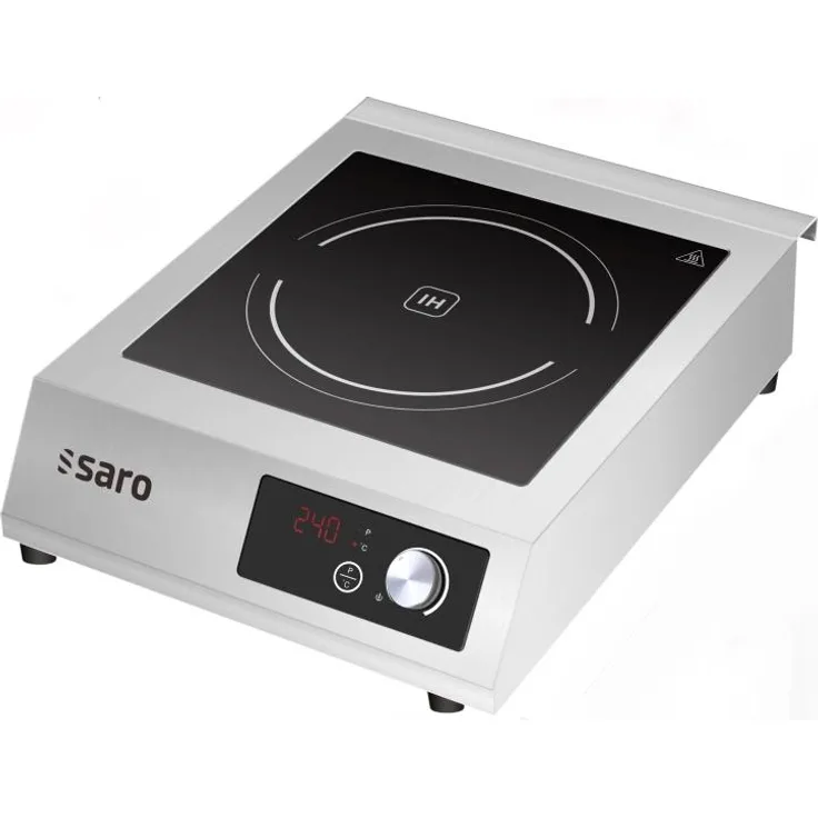 SARO Induktionskochfeld AKIM 8 kW, Einzelkochplatte mit Edelstahl-Gehäuse und LCD-Display, silber