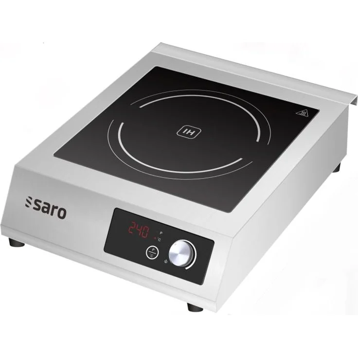 SARO Induktionskochfeld AKIM 8 kW, Einzelkochplatte mit Edelstahl-Gehäuse und LCD-Display, silber