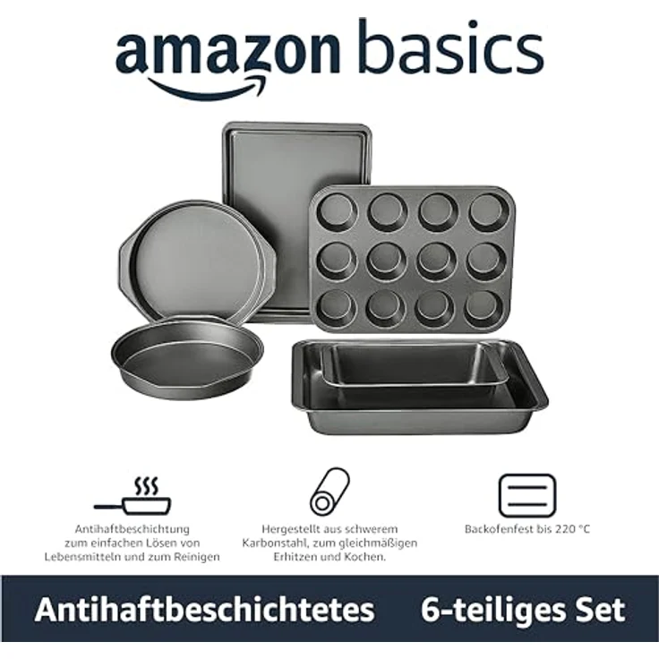 AmazonBasics Backformen-Set, antihaftbeschichtet, 6-teilig – Bild 2