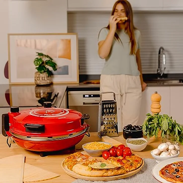 Cecotec Elektrischer Grillofen für Pizza Fun Pizza&Co Mamma Mia, 1200 W, 15-Minuten-Timer, 420ºC in 3 Minuten, Steinbackplatte, Keramikkochfeld, kühler Griff – Bild 4