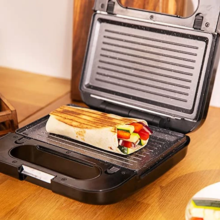 Cecotec Rock'nToast 4in1 Sandwichmaker. 1000 W, 4 abnehmbaren und austauschbaren Platten, RockStone Antihaft-Beschichtung,Platte für 2 Brotscheiben, Edelstahl-Finish., Schwarz – Bild 5