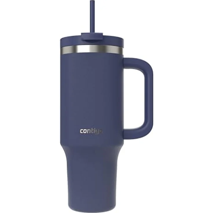Contigo Streeterville 1200 ml Thermosflasche, isolierte Edelstahl-Trinkflasche mit Henkel und Strohhalm, hält Getränke bis zu 29 Stunden kalt, BPA-frei, spülmaschinenfest – Bild 1