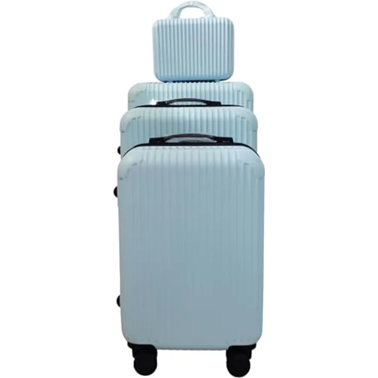 NTK-Collection Frenzi Hartschalenkoffer 4er-Set Blau, mit Teleskopgriff, integrierten Zahlenschloss und geräumigem Innenraum (115 l, 50 l, 80 l, 10 l)