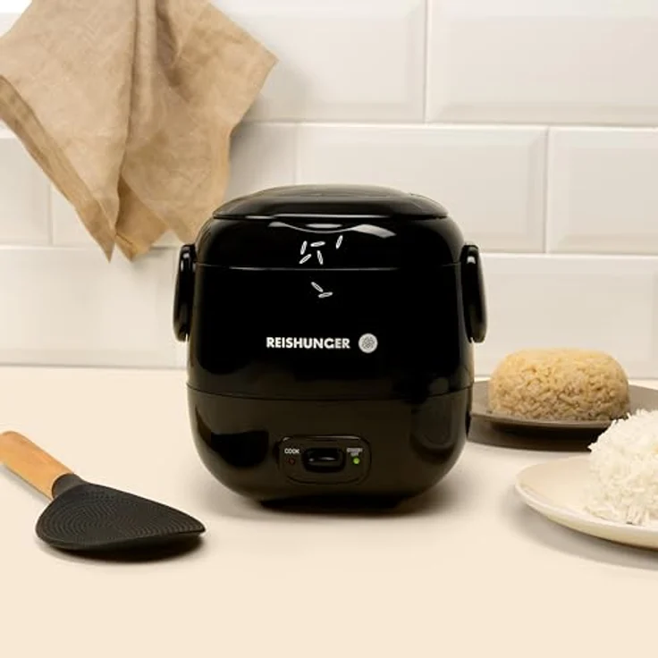 Reishunger Mini Reiskocher Starter Set, 0,3 L, Schwarz, elektrischer Reiskocher für 1-2 Portionen mit 8 Reissorten – Bild 7