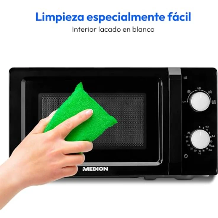 MEDION Mikrowelle (20 Liter, 700 Watt, klein kompakt und platzsparend, 5 Mikrowellenstufen, Auftaufunktion, Timerfunktion, MD11475) schwarz – Bild 5