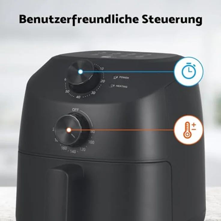 aeco Cube 2.0 Mini Airfryer – Kompakte Heißluftfritteuse, 2L, 5 Kochfunktionen, Timer, Antihaft, energieeffizient, BPA-frei – Bild 3