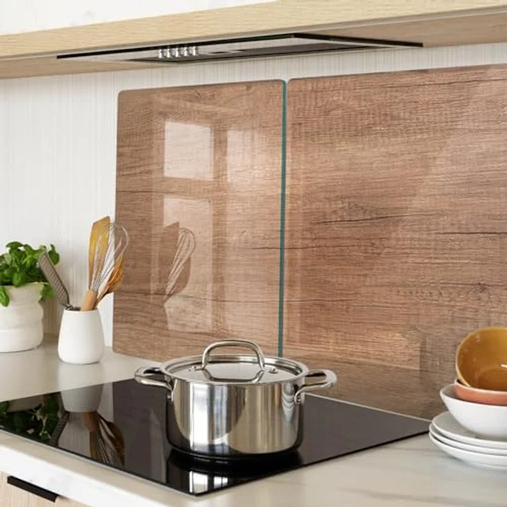 Tulup Schneidbrett Glas 2er Set 40x52 cm, Hitzebeständig, Gehärtetes Glas, Antibakteriell, Rutschfest mit Silikonfüßen, Plastikfrei, Lebensmittelecht, Dekorativ für die Küche – Bild 2