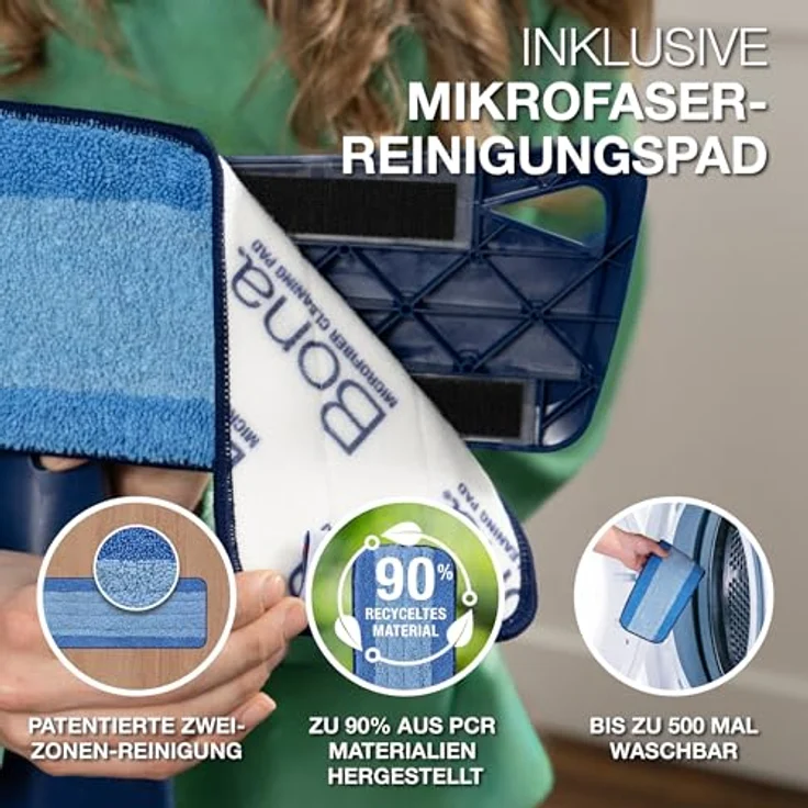 Bona Premium Spray Mop für Holzfußböden, Sprühwischer Set mit extra Mikrofaser-Reinigungspad, grün – Bild 3