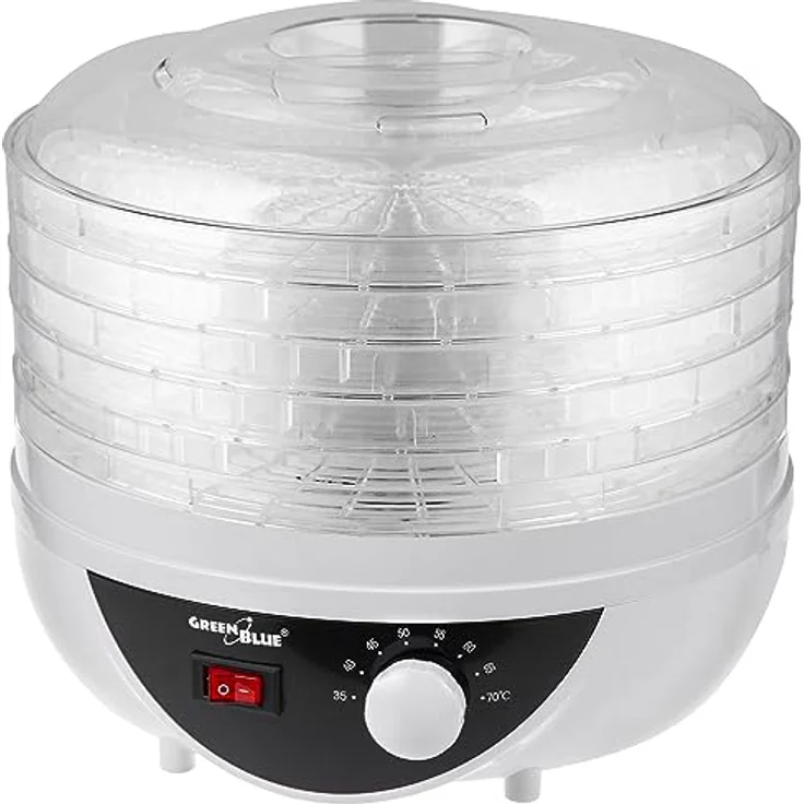 Green Blue GB195 Dörrautomat 250W mit Temperaturregler 35-70° Extra Leise 5 Siebe 27 cm, Pilz-, Gemüse- und Obsttrockner Temperaturwahl – Bild 5