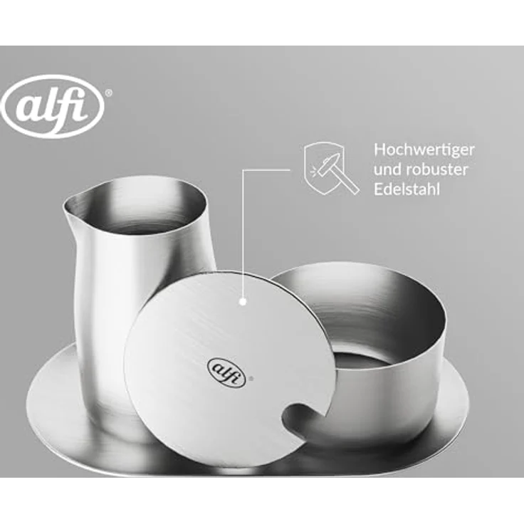 alfi MILK AND SUGAR SET, hochwertiges Edelstahl-Milch- und Zuckerset, langlebig, matt – Bild 3