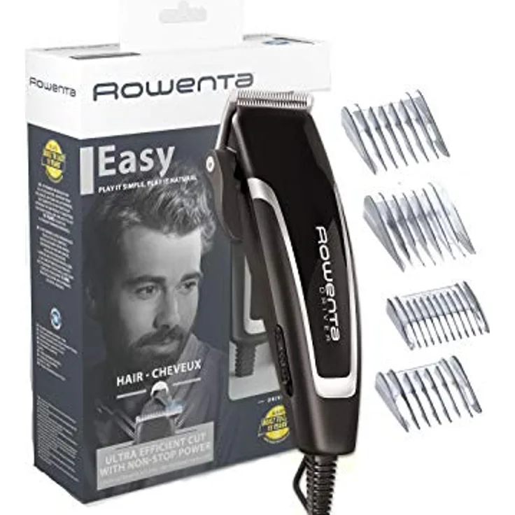 Rowenta Driver TN1603 Haarschneider mit Klingen aus Edelstahl und 20 Hochleistungsschnittlängen mit festem Kamm, inkl. Bürste und Öl, 4 feste Aufsätze, mit Kabel