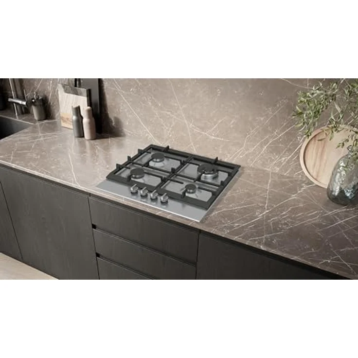 SIEMENS iQ500 Gaskochfeld EC6A5HI90, 60 cm, Edelstahl, stepFlame Technologie, Dual-Wok-Brenner 3,5 kW, abnehmbare Metallknebel, gusseisen Topfträger – Bild 4