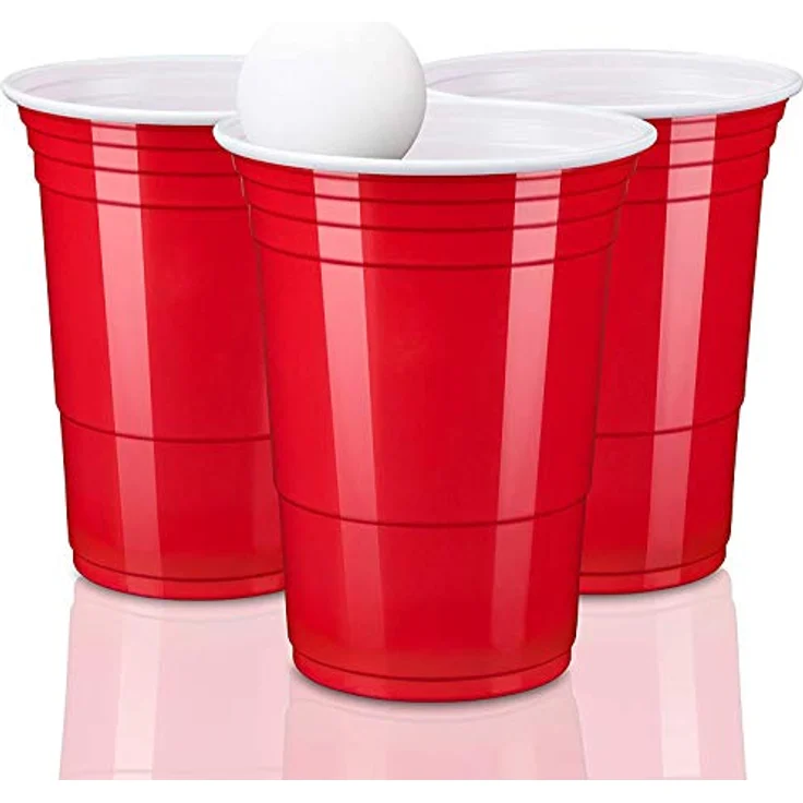 Rote Partybecher Trinkbecher Einwegbecher Plastikbecher Party Beer Pong Cups 100 Stück – Bild 2