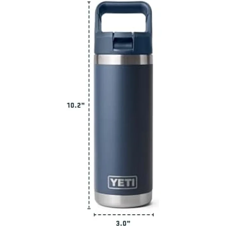 YETI Rambler C Flasche, 18 oz (532 ml) mit auslaufsicherem Trinkhalmdeckel, Edelstahl, farblich abgestimmt in Seafoam – Bild 3