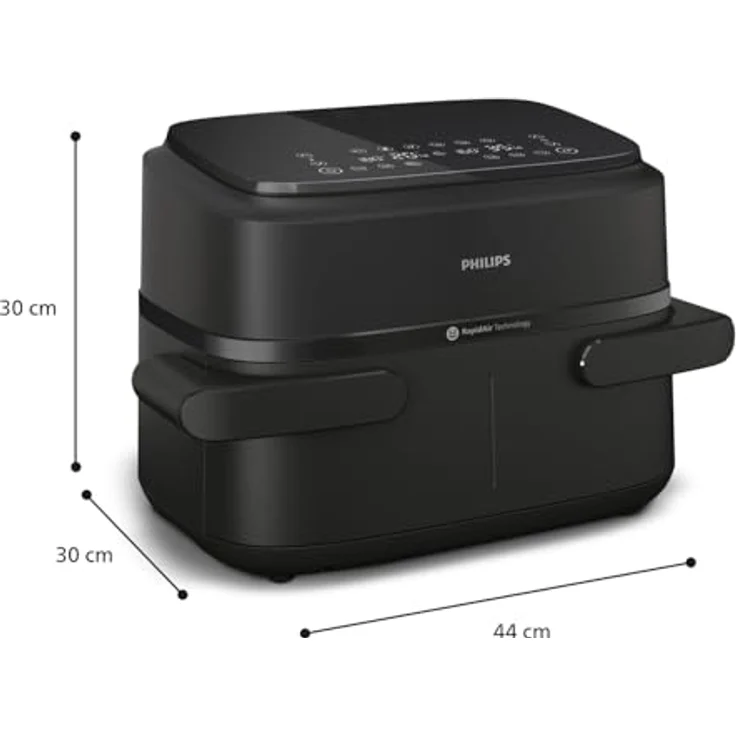 Philips NA150 Luftfritteuse 7.1 Liter 2450 Watt schwarz, Serie 1000 Airfryer mit flexiblem/doppeltem Korb, 10 Kochmethoden, App für Rezepte NA150/00 – Bild 5