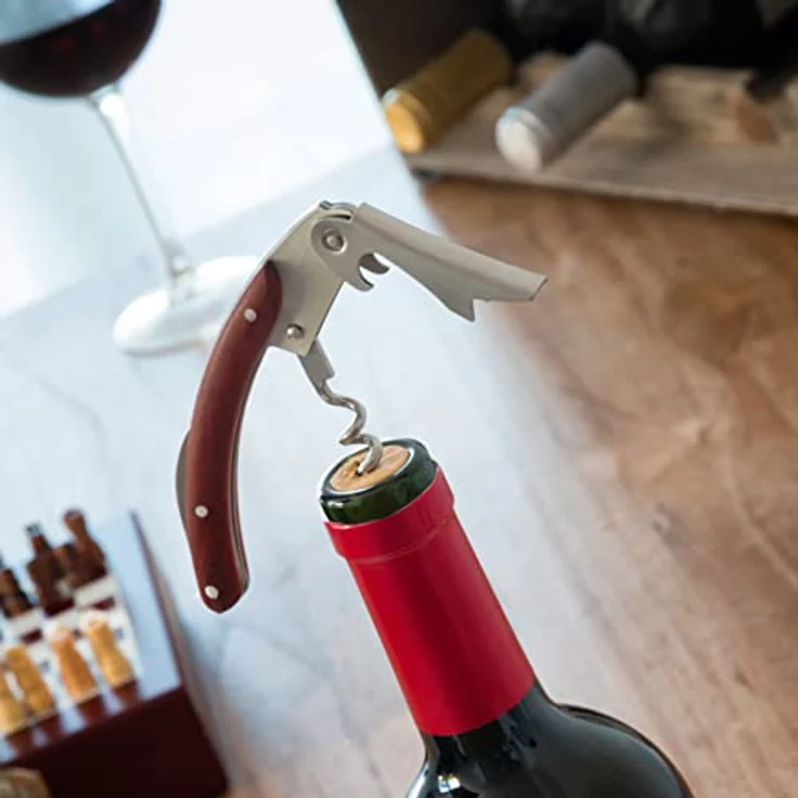 InnovaGoods Korkenzieher Weinzubehörset mit Schachspiel 37 Stück, Holz und Edelstahl – Bild 4