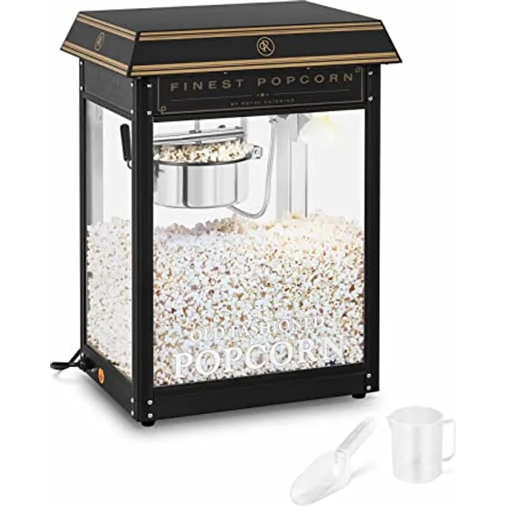 Royal Catering RCPS-BG1 Retro Popcornmaschine Popcornmaker Popcornautomat 1600 W 5 kg/h golden & schwarz