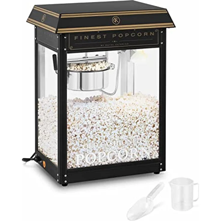 Royal Catering RCPS-BG1 Retro Popcornmaschine Popcornmaker Popcornautomat 1600 W 5 kg/h golden & schwarz – Bild 1