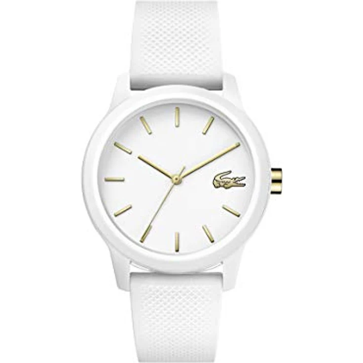 Lacoste LACOSTE.12.12, Damen Analog Quarzuhr mit weißem Silikonarmband, Gehäusedurchmesser 36 mm, wasserabweisend bis 5 bar, Modell 2001063 – Bild 1