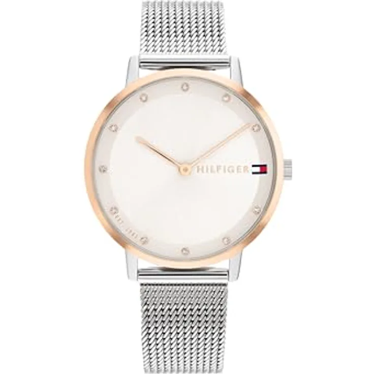 Tommy Hilfiger Analog Quarzuhr für Damen mit 316L-Edelstahl-Mesh-Gliederarmband, nelkengoldenes Zifferblatt - Elegantes 2-Zeiger-Quarzuhrwerk