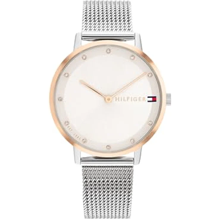 Tommy Hilfiger Analog Quarzuhr für Damen mit 316L-Edelstahl-Mesh-Gliederarmband, nelkengoldenes Zifferblatt - Elegantes 2-Zeiger-Quarzuhrwerk – Bild 1