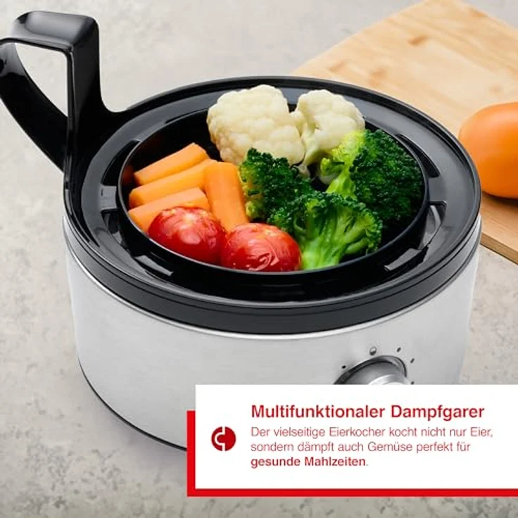 Solis of Switzerland Egg Boiler & More, Typ 8272, für bis zu 7 Eier, mit Cool-Touch-Griff, Timer und Edelstahlgehäuse – Bild 3