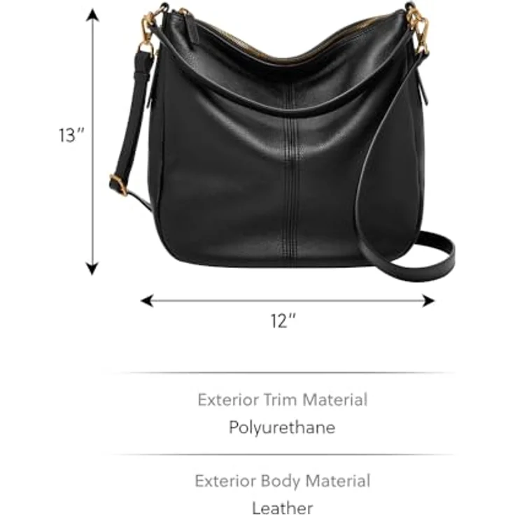 Fossil Jolie Schultertasche, Leder 30,5 cm, Schwarz, mit abnehmbaren, verstellbaren Schultergurt und geräumigem Hauptfach – Bild 5