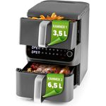 GOURMETmaxx FryUp Doppelkammer Heißluftfritteuse MultiSize 10 L, vertikaler Airfryer mit 2 Kammergrößen, 10 Programme & LED-Touchdisplay