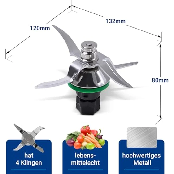 VIOKS Messer Ersatz für Vorwerk Thermomix TM5 Messer TM 5 Küchenmaschine Mixmesser Ultrascharf aus Edelstahl - Ersatzteile für Küchenmaschine Thermomix – Bild 3